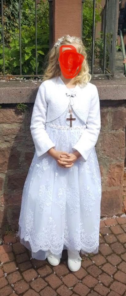 Joykids USA Mädchen Kommunion Kleid weiß Pailletten 10 140 in Großkrotzenburg