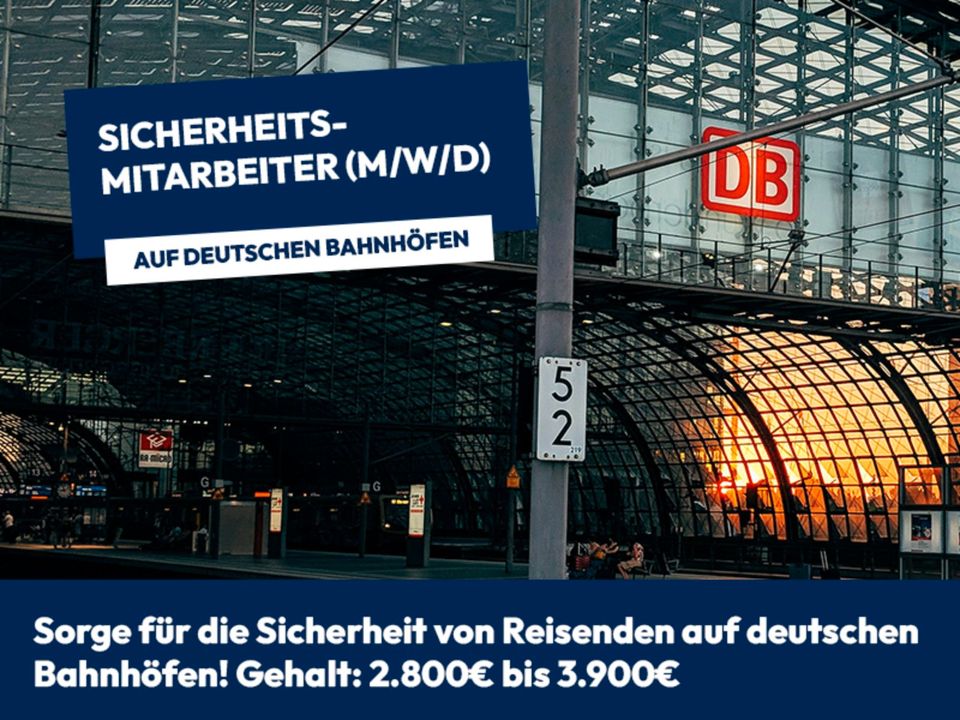 Sicherheitsmitarbeiter Bahnhof (m/w/d) | Kiel | Security in Kiel