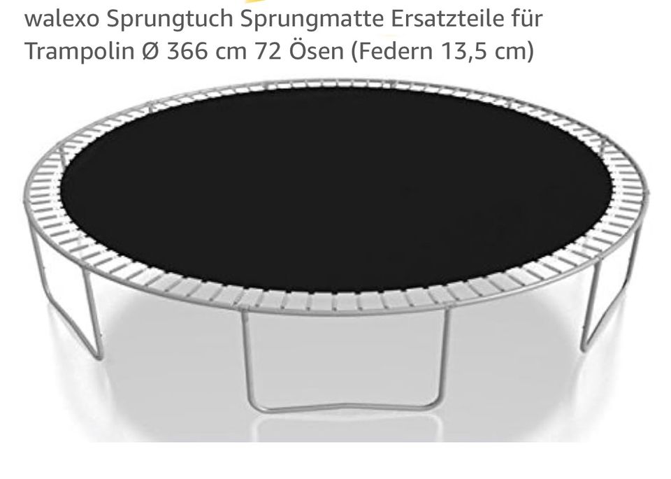 Trampolin Sprungtuch Sprungmatte 366 Durchmesser, 72 Ösen in Sassenburg