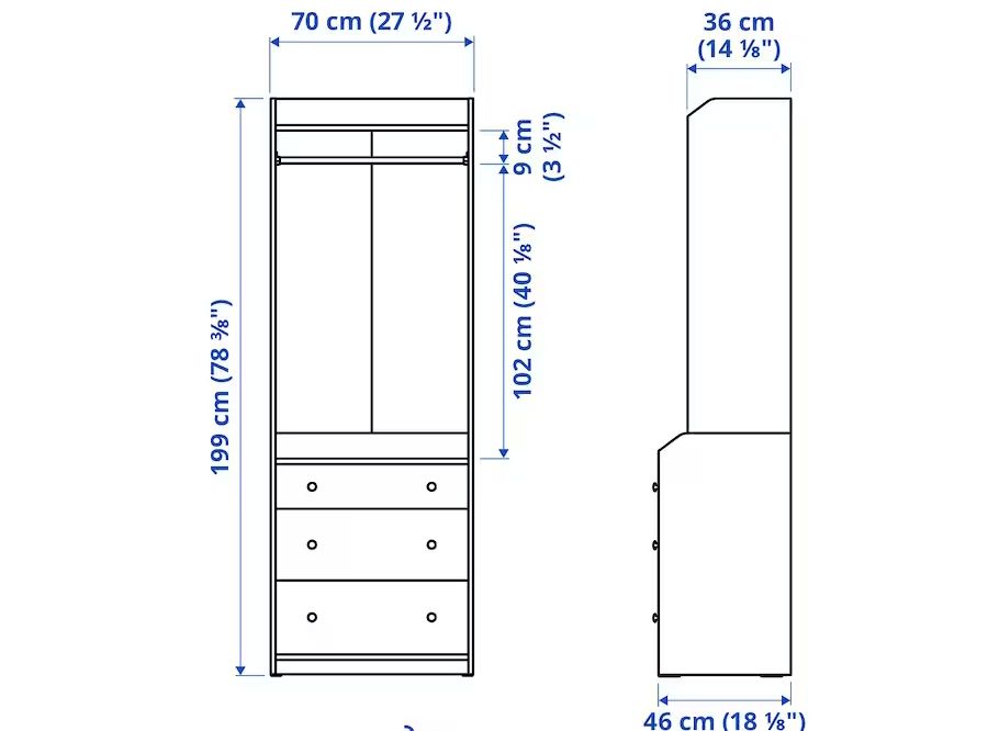 Hauga Ikea Kleider-Schrank offen 2 Türen Neu Gaderobe 70x199cm in Rötha