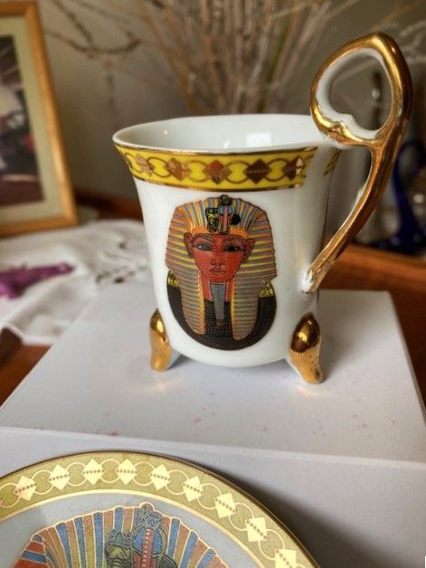 Feines Porzellan Tee Kaffee Mokka Set Ägypten Pharao Golddekor in Herleshausen