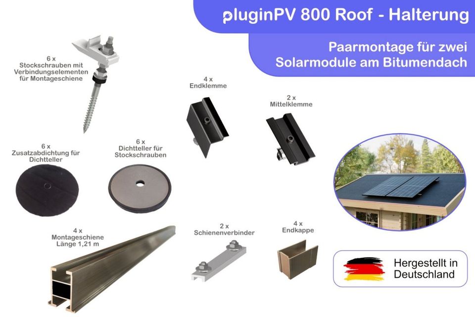 Balkonkraftwerk 800W / 860Wp ✅ Bifazial / Glas-Glas ✅ Hoymiles HM-800 Wechselrichter & Trina Vertex S+ 860 Watt Peak (je 430Wp) ✅ Komplettpaket optional mit Halterung in Moosinning