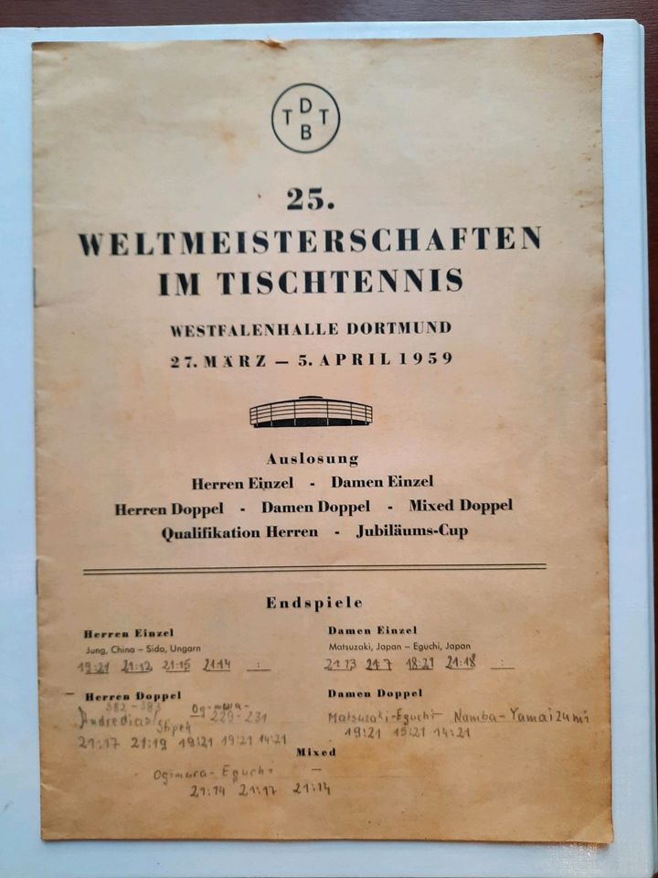 1959 Programmheft Weltmeisterschaft Tischtennis 1959 in Duisburg