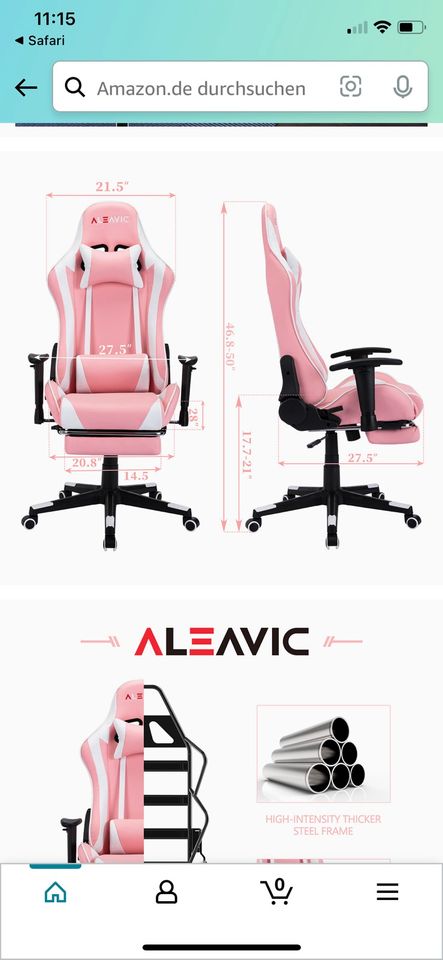 Aleavic Gaming Stuhl Schreibtischstuhl rosa in Geisenfeld