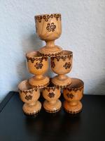 6 Eierbecher Holz DDR mit Brandmuster Sachsen-Anhalt - Eisleben Vorschau