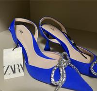 ZARA High Heels Blau mit Strass-Schleife Mitte - Wedding Vorschau