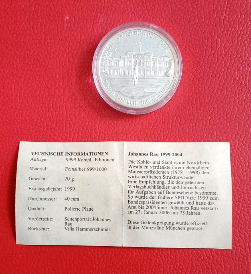4 Münzen/Medaillen deutscher Bundespräsidenten aus Feinsilber in Zirndorf