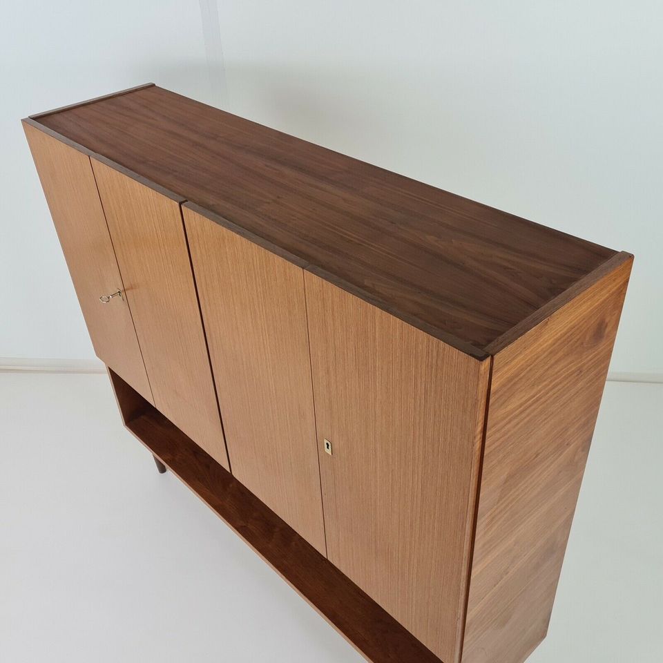 Highboard, Sideboard, Nussbaum, Vintage Retro 70er, 220108 in Regensburg