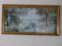 Altes Wandbild Bild vintage hinter Glas Hirsch Bach Natur Wald Niedersachsen - Blomberg Vorschau