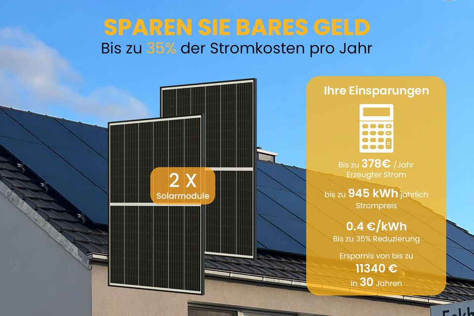 Balkonkraftwerk 850Wp JA Solar Bifaziale Black Frame Solarmodul+Hoymiles 800W Wechselrichter mit 5 m Anschlusskabel-Weinheim in Weinheim