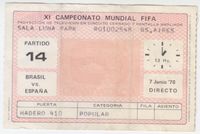 Ticket Brasilien Spanien Fussball Weltmeisterschaft 1978 Public Hessen - Lahntal Vorschau