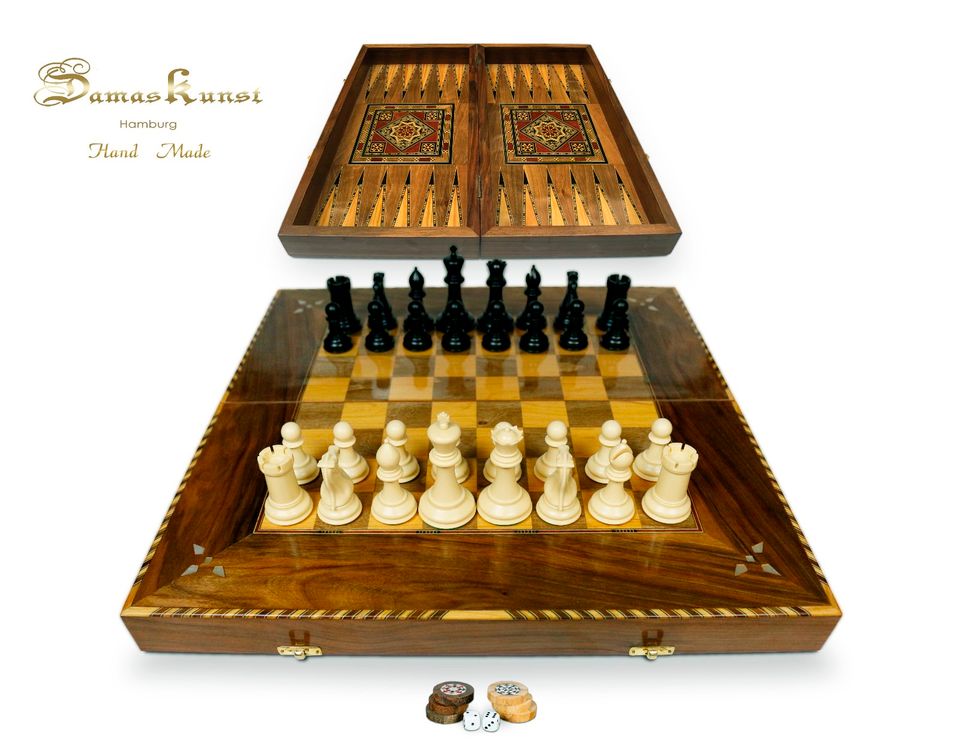 50 cm Holz Backgammon/Schachspiel Brett inkl.HolzSteine&Figuren in Hamburg