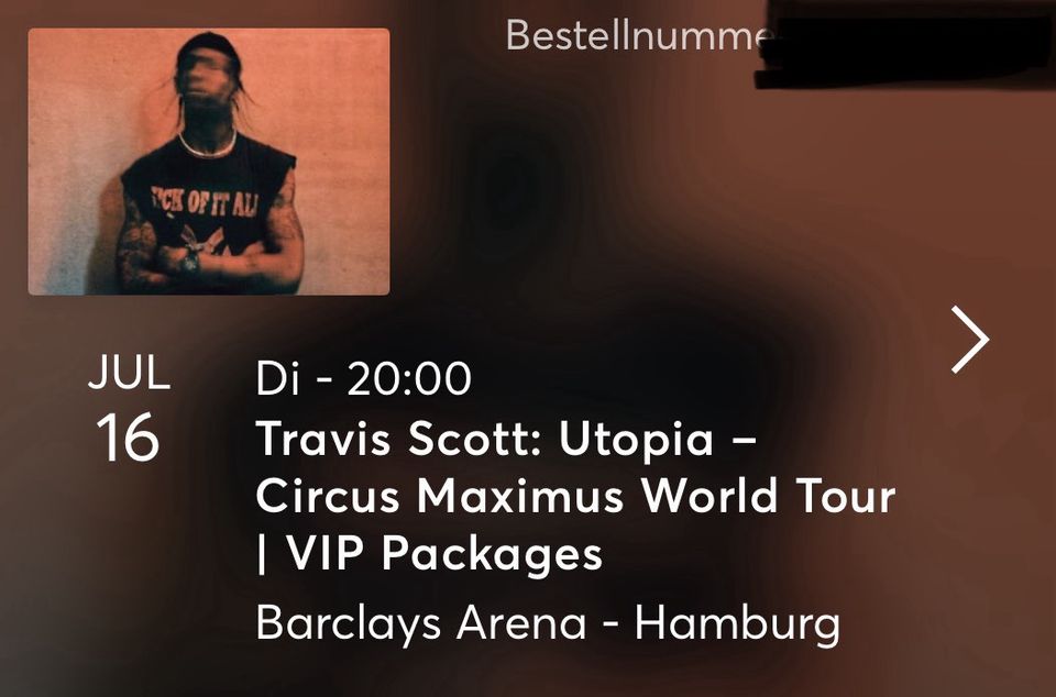 1x Travis Scott Utopia, Hamburg, Seated VIP Package in Bielefeld