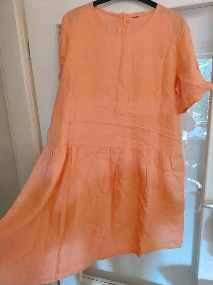 Sommer Leinen Kleid 46 apricot in Potsdam