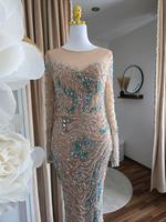 Abendkleid mit blauen und beigen Steinen Gr. 38 Baden-Württemberg - Schwetzingen Vorschau