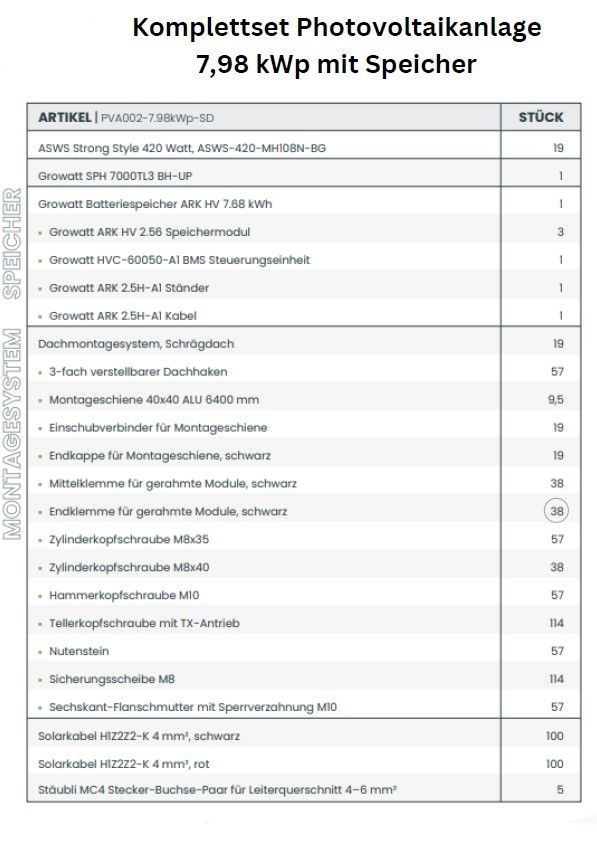 PV Solaranlage Komplettset + Speicher; Photovoltaik, 5 8 10kwp in Dortmund