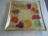 Glasplatte Glas Schale bunt Blumen goldfarbiger Rand 26cm  schöne Aachen - Kornelimünster/Walheim Vorschau