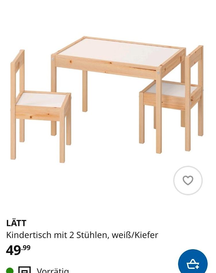 Ikea Lätt Kindertisch mit 2 Stühlen weiß/Kiefer Holz in Magdeburg