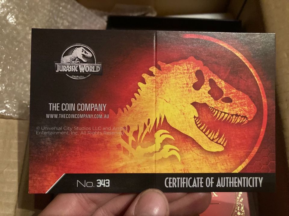 Jurassic World 2 OZ Silber Antique Finish 2021 Mintage 500 RAR in Dresden