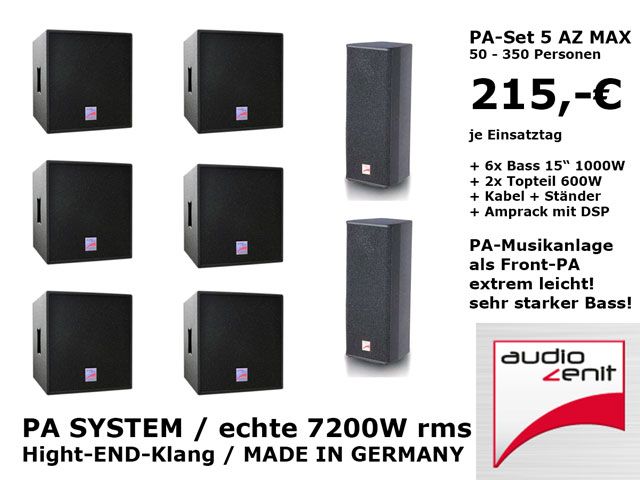 MIETEN: PA-Anlage, Musikanlage, QSC/JBL PA-Lautsprecher SET 1, Akku Bluetooth Boxen, Soundboks, PA-System mit Powerstation Akku, Aktivboxen, Monitor-Boxen, Subwoofer /// Verleih /// RENTAL Service in Berlin