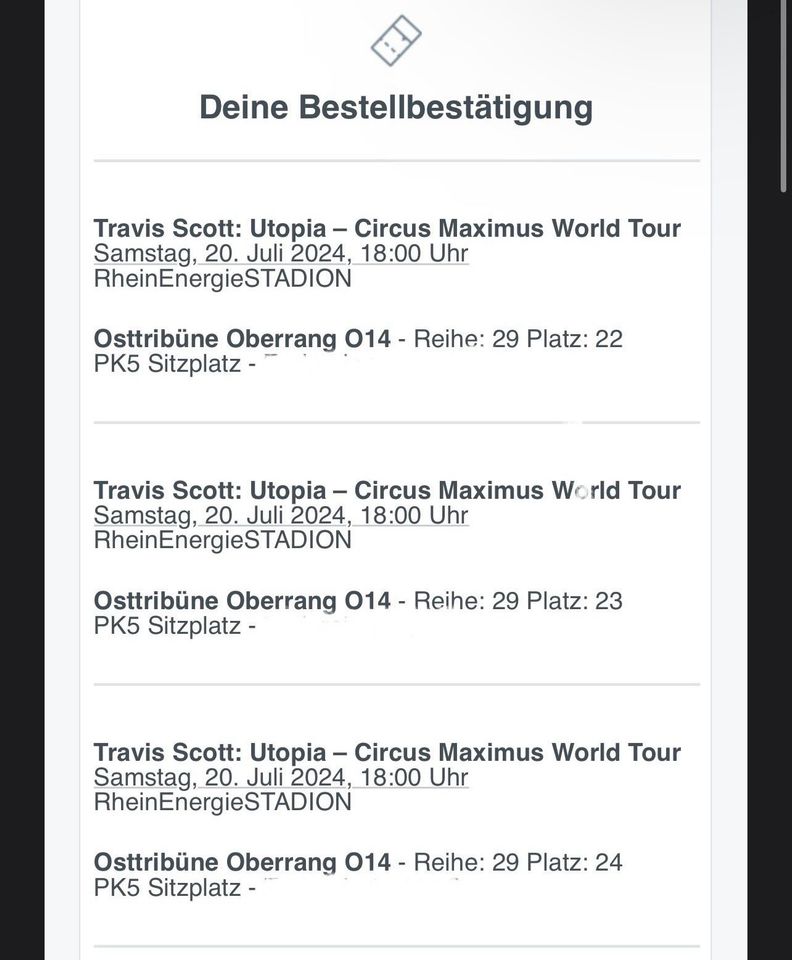 Travis Scott 3x Konzert Tickets Köln in Leverkusen