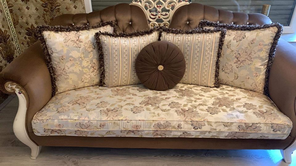 Barock Sofa barock Tisch Esstisch Gold weiß Glasplatte in Herten