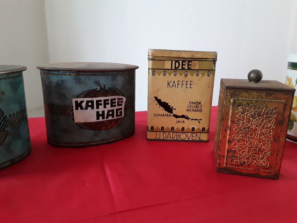 Antik Blech Kaffeedose Tabakdose Sammler in Windhausen