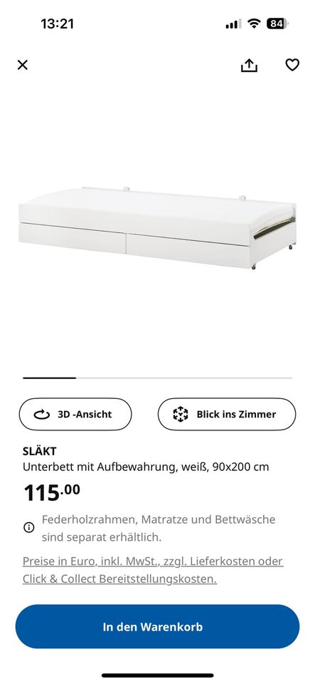 IKEA SLÄKT Ausziehbett mit Matratze und Lattenrost - Wie neu! in Teltow