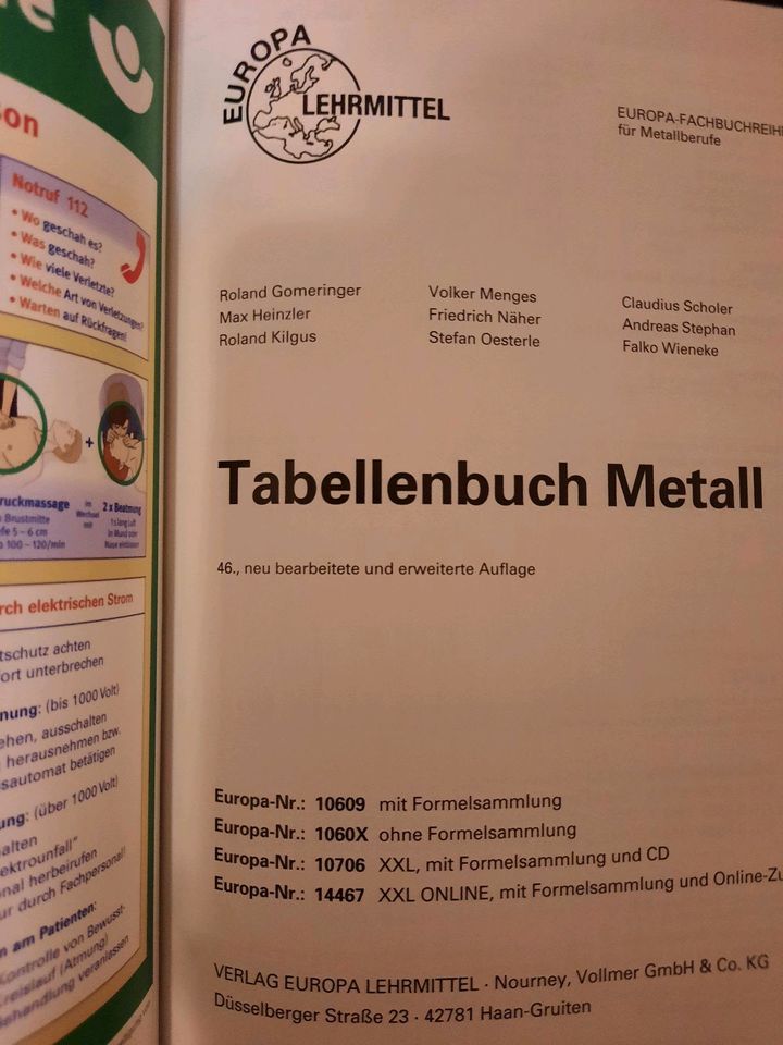 Tabellenbuch Metall 46. Auflage NEU in Aldingen