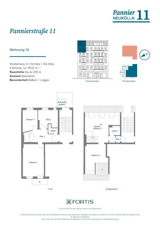 Charmante 4-Zimmer-Maisonettewohnung über den Dächern Kreuzköllns - provisionsfrei! in Berlin