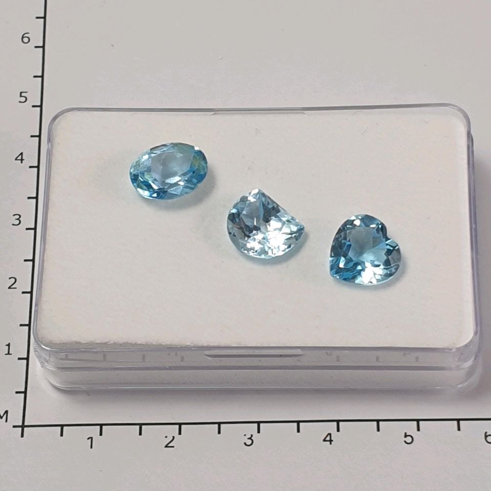 3er Set - Echter Topas beh. blau ( 10,11 Carat ) 9,5 - 10,2 mm in Recklinghausen