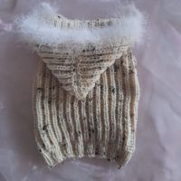 Handgestrickter Hundepullover mit Fellkapuze in Naturtweed Baden-Württemberg - Hügelsheim Vorschau