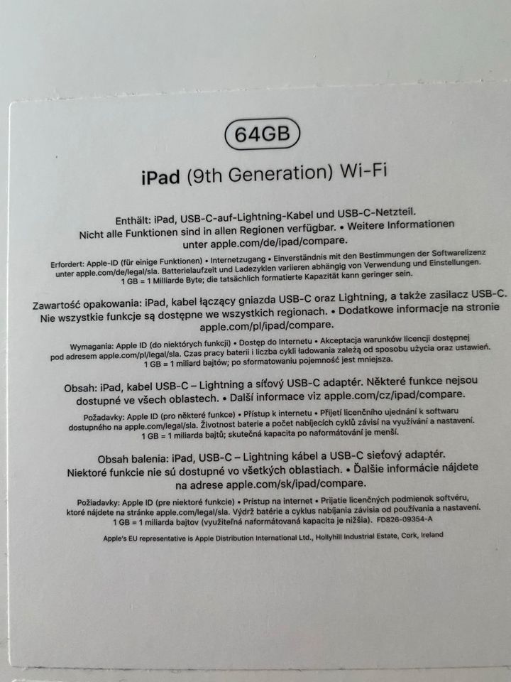Apple IPad 64 GB Wi-Fi (9 Generation)Wie Neu+OVP in Salzburg (Westerwald)