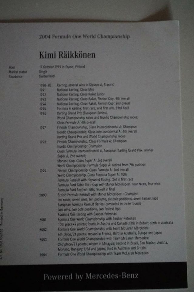 Autogrammkarte - Karte - Foto - Kimi Raikkönen - Formel 1 in Villingen-Schwenningen