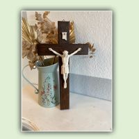 Kruzifix Holz Gips Kreuz Wandkreuz Jesus Christus INRI Nordrhein-Westfalen - Marienheide Vorschau