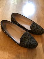 ZARA Loafer Slipper Leo Nieten 39 gold Fell Düsseldorf - Flingern Nord Vorschau