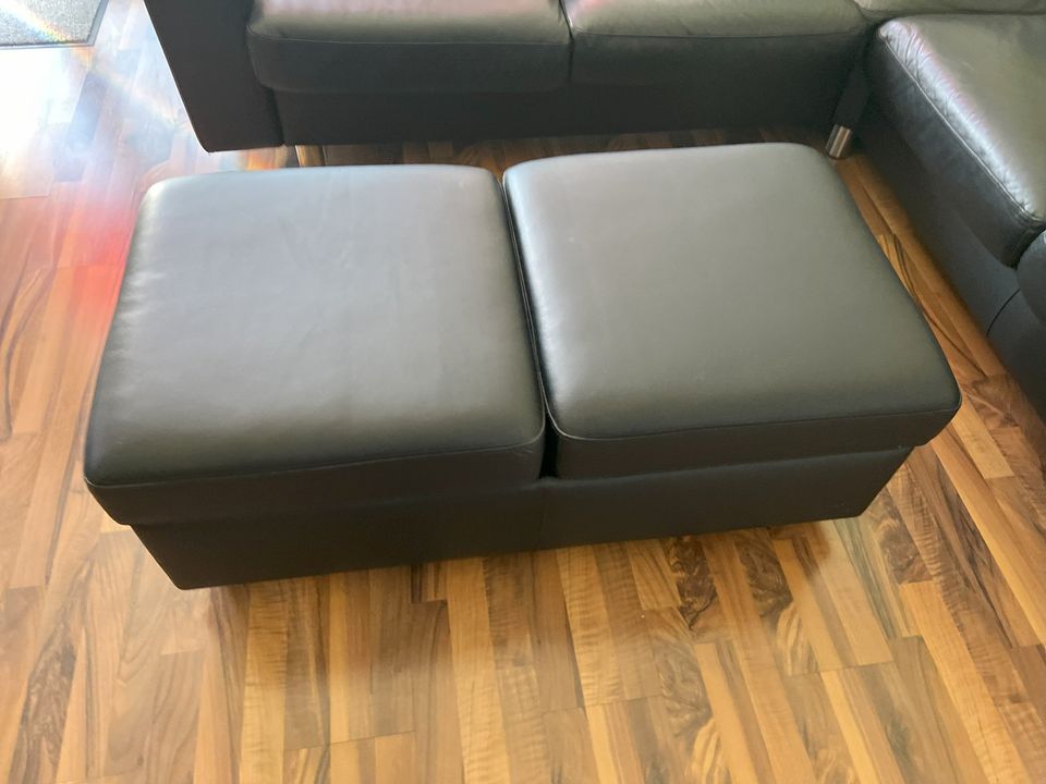 Stressless Ecksofa E200 Leder schwarz mit Dppelhocker - Couch in Mindelheim