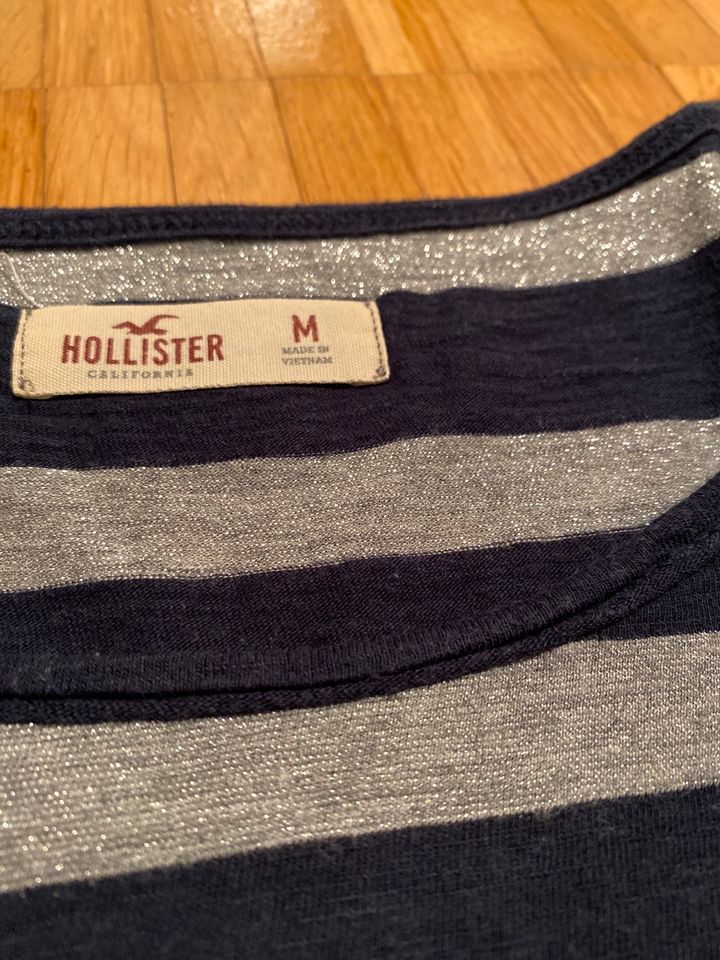 Hollister Sweatshirt M 38 Damen Blau Silber Streifen Pullover in Herzogenrath