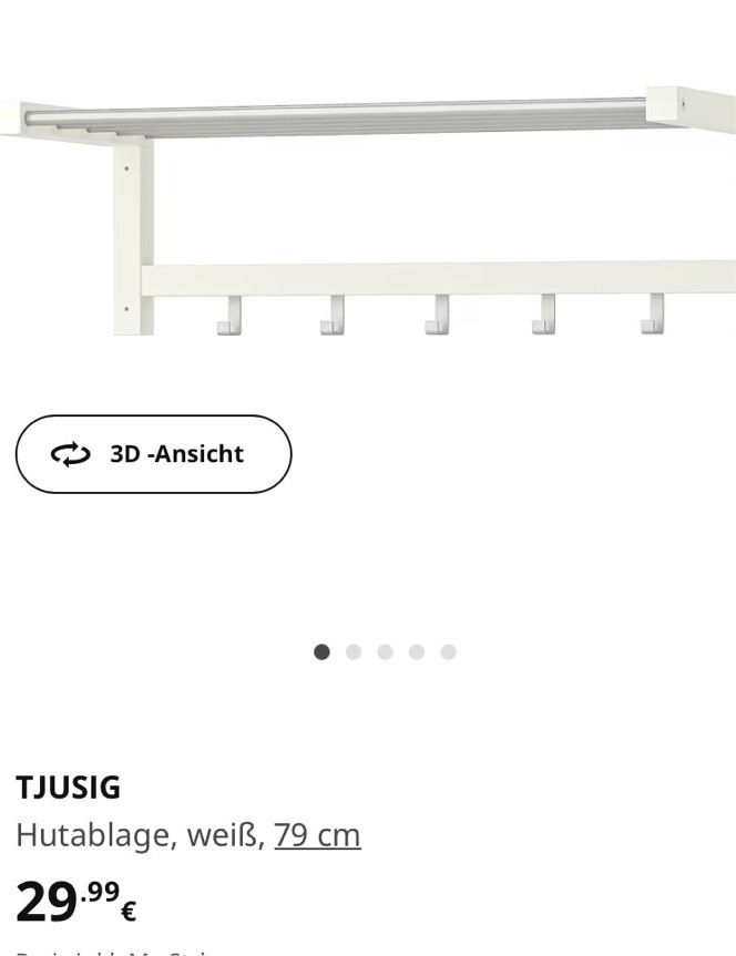 Garderobe mit Hutablage von Ikea Tjusig in Witten