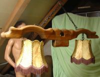Alte Hängelampe mit Lederbezug 6 Leuchten Lampe Saarland - Wallerfangen Vorschau