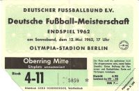 Eintrittskarte Finale Deutsche Meisterschaft 1962 Köln - Nürnberg Nordrhein-Westfalen - Krefeld Vorschau