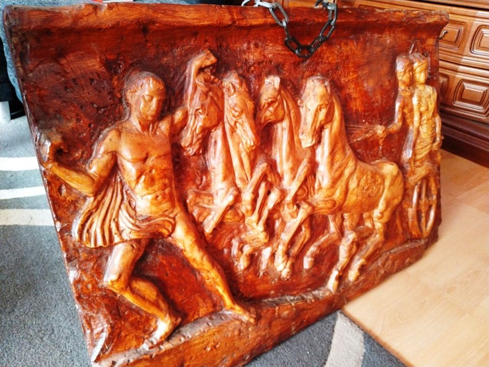 Relief Pferde Antike Gemälde 3D, 83x55 cm in Weste