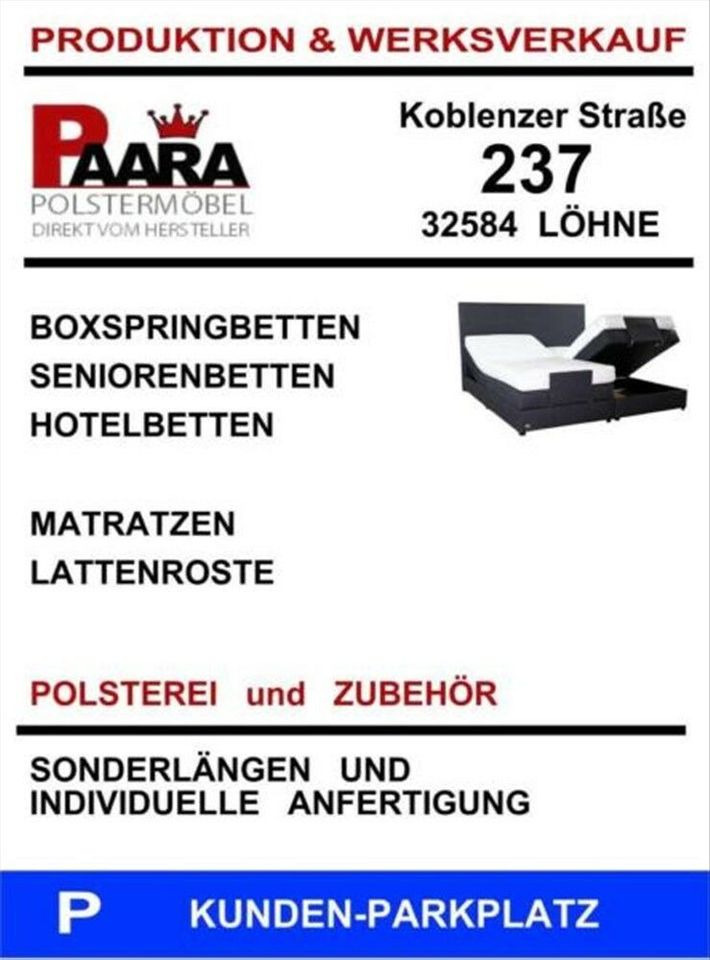 Fabrik Boxspringbett140x200 mit Bettkasten 90x200 180x200 200x200 in Löhne