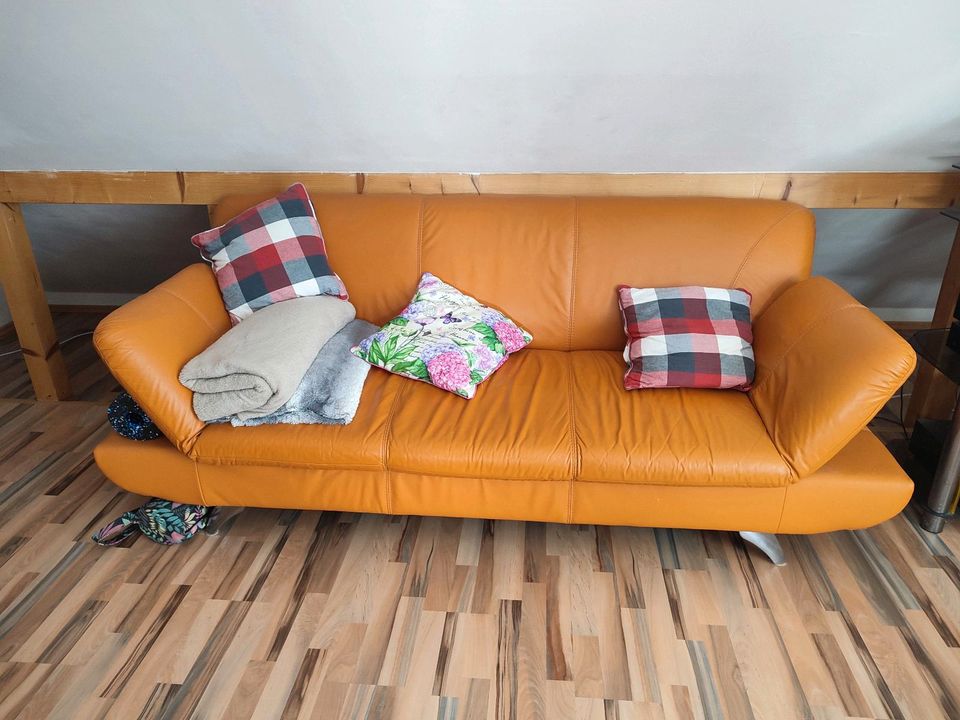 Sofa Leder orange 220x90x90 in Troisdorf