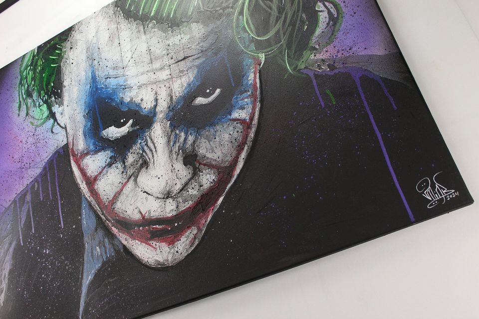 ✅ Vincent Mink - Joker - Heath Ledger - The Dark Knight / Portrait, Handgemalt, Leinwand, Wandbild, Acryl, Art, Kunst in Horstmar