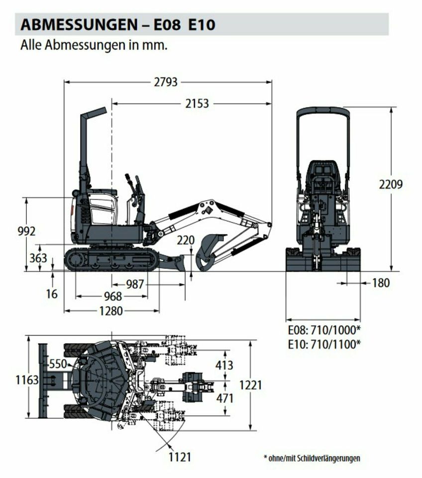 Minibagger Bobcat E08 1t zur Miete ab 59,50€ / Tag in Lohmar