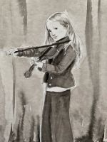 Original Zeichnung Malerei Mädchen mit Geige Berlin - Pankow Vorschau