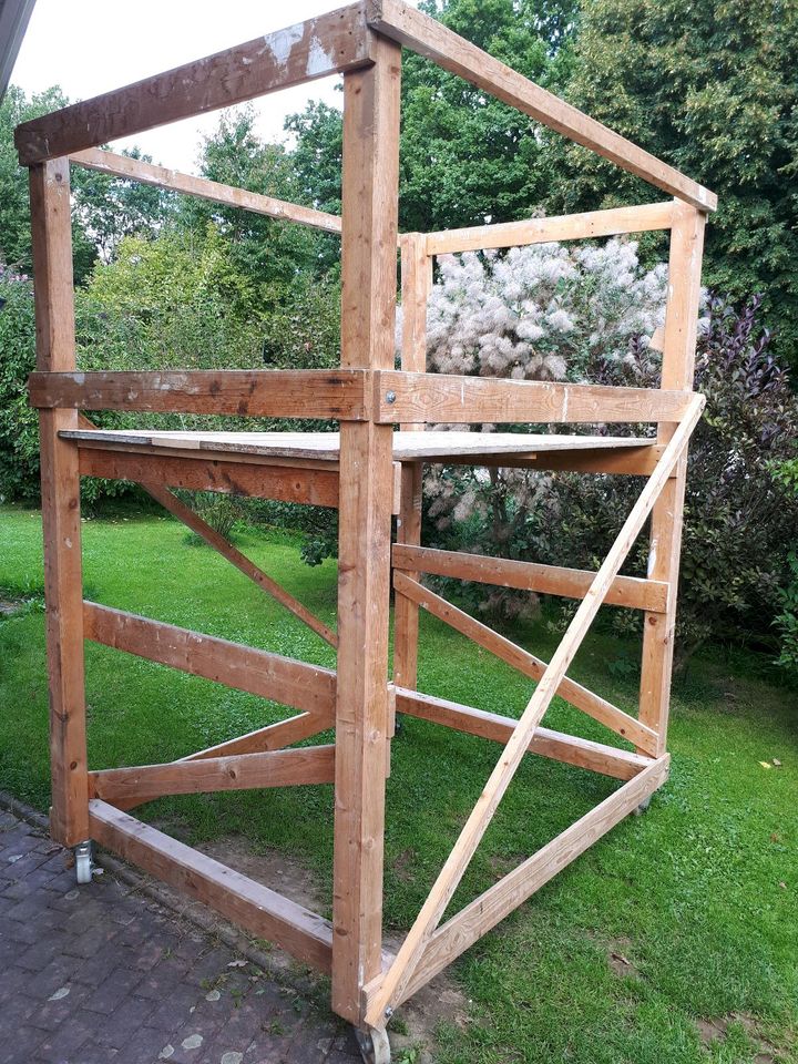 Holzgerüst 2,0 x 1,5 m mit Rollen, sehr stabil, 2 Arbeitshöhen in