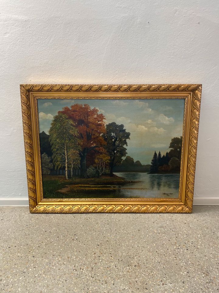 * ÖLGEMÄLDE A. ROGGENTHIN 1926 KUNST BILD SEE BAUM WALD GOLD in Berlin