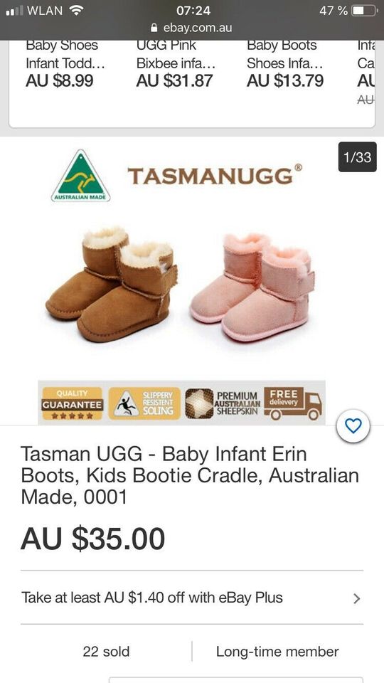 Original Baby Ugg-Boots Gr. M,12-18 Monate, Australian made in Buchenberg